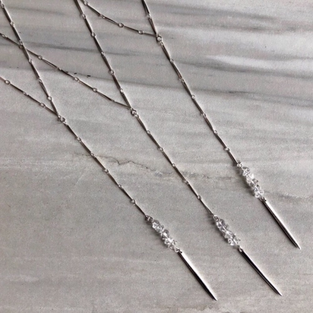 ✨New Item-Boho Herkimer Diamond Silver Lariat